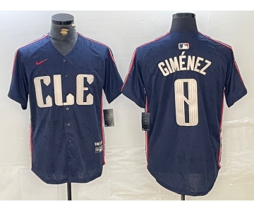 Men's Cleveland Guardians #0 Andres Gimenez Navy 2024 City Connect Limited Stitched Jersey