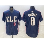 Men's Cleveland Guardians #0 Andres Gimenez Navy 2024 City Connect Limited Stitched Jerseys