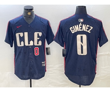 Men's Cleveland Guardians #0 Andres Gimenez Navy 2024 City Connect Limited Stitched Jerseys