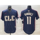 Men's Cleveland Guardians #11 Jose Ramirez Navy 2024 City Connect Limited Stitched Jersey