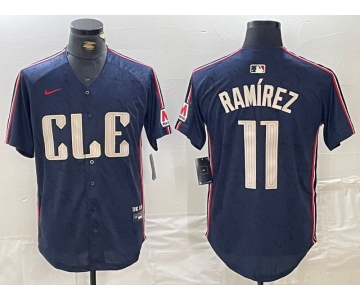 Men's Cleveland Guardians #11 Jose Ramirez Navy 2024 City Connect Limited Stitched Jersey