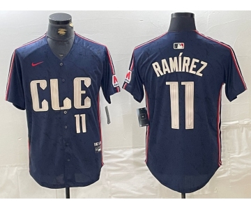 Men's Cleveland Guardians #11 Jose Ramirez Number Navy 2024 City Connect Limited Stitched Jersey