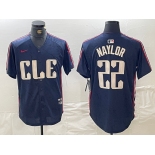 Men's Cleveland Guardians #22 Josh Naylor Navy 2024 City Connect Limited Stitched Jersey