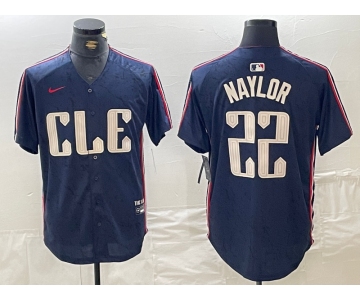 Men's Cleveland Guardians #22 Josh Naylor Navy 2024 City Connect Limited Stitched Jersey