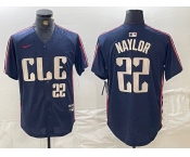 Men's Cleveland Guardians #22 Josh Naylor Number Navy 2024 City Connect Limited Stitched Jersey