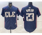 Men's Cleveland Guardians #23 Josh Naylor Navy 2024 City Connect Limited Stitched Jersey