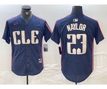 Men's Cleveland Guardians #23 Josh Naylor Navy 2024 City Connect Limited Stitched Jersey