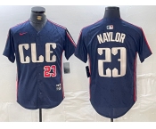 Men's Cleveland Guardians #23 Josh Naylor Number Navy 2024 City Connect Limited Stitched Jersey