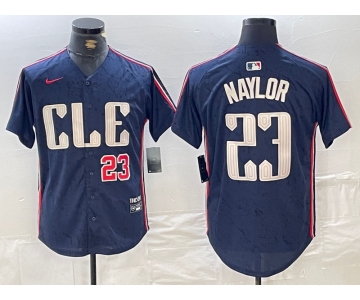 Men's Cleveland Guardians #23 Josh Naylor Number Navy 2024 City Connect Limited Stitched Jersey