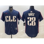 Men's Cleveland Guardians #28 Tanner Bibee Navy 2024 City Connect Limited Stitched Jersey