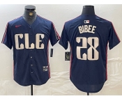 Men's Cleveland Guardians #28 Tanner Bibee Navy 2024 City Connect Limited Stitched Jersey