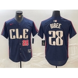 Men's Cleveland Guardians #28 Tanner Bibee Number Navy 2024 City Connect Limited Stitched Jersey