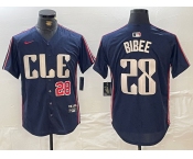 Men's Cleveland Guardians #28 Tanner Bibee Number Navy 2024 City Connect Limited Stitched Jersey