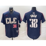 Men's Cleveland Guardians #38 Steven Kwan Number Navy 2024 City Connect Limited Stitched Jersey