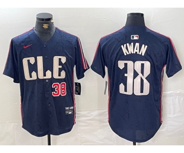 Men's Cleveland Guardians #38 Steven Kwan Number Navy 2024 City Connect Limited Stitched Jersey