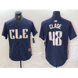 Men's Cleveland Guardians #48 Emmanuel Clase Navy 2024 City Connect Limited Stitched Jersey