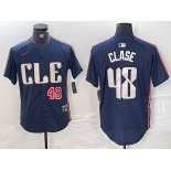 Men's Cleveland Guardians #48 Emmanuel Clase Number Navy 2024 City Connect Limited Stitched Jersey