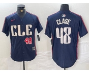 Men's Cleveland Guardians #48 Emmanuel Clase Number Navy 2024 City Connect Limited Stitched Jersey