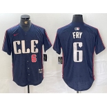 Men's Cleveland Guardians #6 David Fry Number Navy 2024 City Connect Limited Stitched Jersey