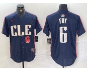 Men's Cleveland Guardians #6 David Fry Number Navy 2024 City Connect Limited Stitched Jersey