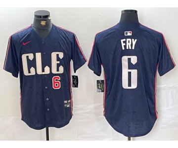 Men's Cleveland Guardians #6 David Fry Number Navy 2024 City Connect Limited Stitched Jersey