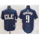 Men's Cleveland Guardians #9 Kyle Manzardo Navy 2024 City Connect Limited Stitched Jersey