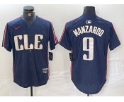 Men's Cleveland Guardians #9 Kyle Manzardo Navy 2024 City Connect Limited Stitched Jersey