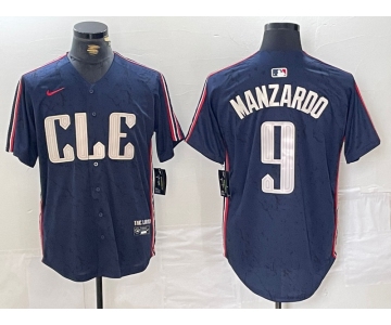 Men's Cleveland Guardians #9 Kyle Manzardo Navy 2024 City Connect Limited Stitched Jersey