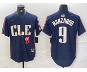 Men's Cleveland Guardians #9 Kyle Manzardo Number Navy 2024 City Connect Limited Stitched Jersey