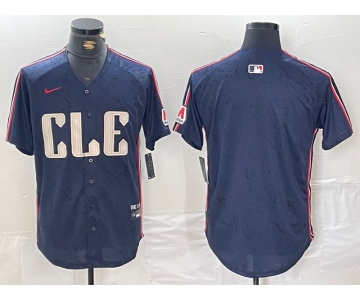 Men's Cleveland Guardians Blank Navy 2024 City Connect Limited Stitched Jersey