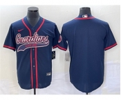 Men's Cleveland Guardians Blank Navy Cool Base Stitched Jersey