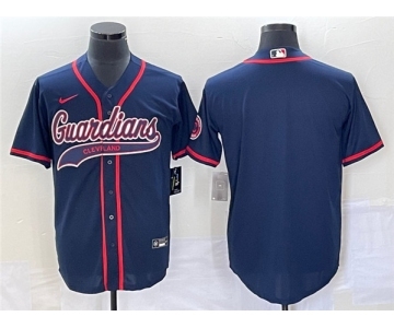 Men's Cleveland Guardians Blank Navy Cool Base Stitched Jersey