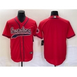 Men's Cleveland Guardians Blank Red With Patch Cool Base Stitched Baseball Jersey