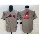 Men's Cleveland Guardians Gray Team Big Logo Cool Base Stitched Jersey