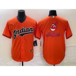 Men's Cleveland Guardians Orange Team Big Logo Cool Base Stitched Jersey