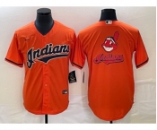 Men's Cleveland Guardians Orange Team Big Logo Cool Base Stitched Jersey