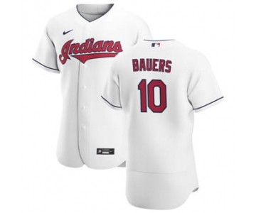 Men's Nike Cleveland Indians #10 Jake Bauers White Home 2020 Authentic Team Baseball Jersey