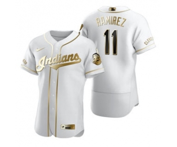 Men's Nike Cleveland Indians #11 Jose Ramirez White 2020 Authentic Golden Edition Baseball Jersey