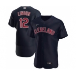 Men's Nike Cleveland Indians #12 Francisco Lindor 2020 Navy Alternate Authentic Player Baseball Jersey