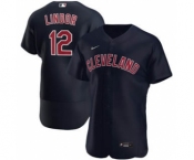 Men's Nike Cleveland Indians #12 Francisco Lindor 2020 Navy Alternate Authentic Player Baseball Jersey