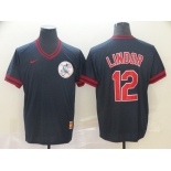 Men's Nike Cleveland Indians #12 Francisco Lindor Navy Blue M&N MLB Jersey