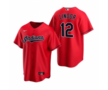 Men's Nike Cleveland Indians #12 Francisco Lindor Red Alternate Stitched Baseball Jersey