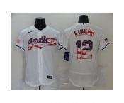 Men's Nike Cleveland Indians #12 Francisco Lindor White 2020 Stars & Stripes 4th of July Jersey