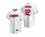 Men's Nike Cleveland Indians #12 Francisco Lindor White Home Stitched Baseball Jersey