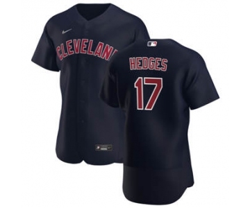 Men's Nike Cleveland Indians #17 Austin Hedges Navy Alternate 2020 Authentic Player Baseball Jersey