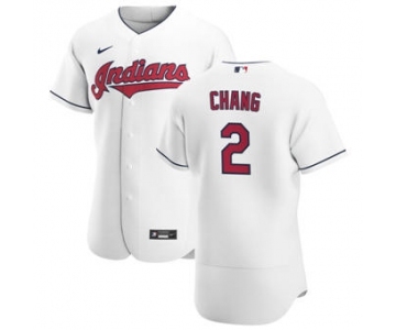 Men's Nike Cleveland Indians #2 Yu Chang White Home 2020 Authentic Team Baseball Jersey