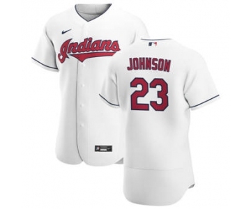 Men's Nike Cleveland Indians #23 Daniel Johnson White Home 2020 Authentic Team Baseball Jersey