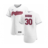 Men's Nike Cleveland Indians #30 Tyler Naquin White Home 2020 Authentic Team Baseball Jersey