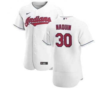 Men's Nike Cleveland Indians #30 Tyler Naquin White Home 2020 Authentic Team Baseball Jersey