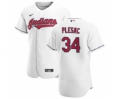 Men's Nike Cleveland Indians #34 Zach Plesac White Home 2020 Authentic Team Baseball Jersey